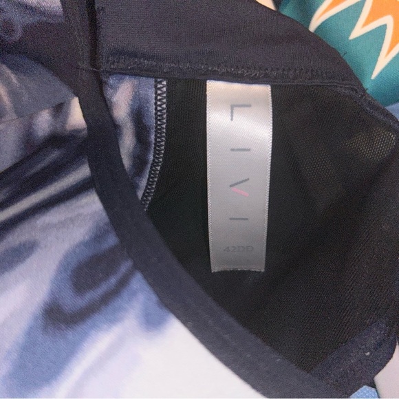 Lane Bryant Livi navy/lilac underWire tie dye Sports Bra 42DD exercise workout - Picture 3 of 4